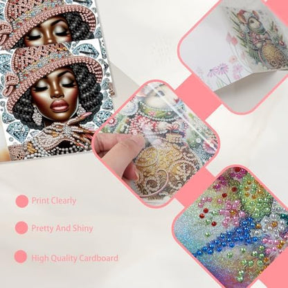 JISHSHAY 6 PCS Diamond Painting Greeting Cards African Woman Diamond Art Birthday Cards with Envelopes Gem Art Gem Painting Mosaic Kits for Adults for Thanksgiving Birthday Anniversary Valentine - Image 5