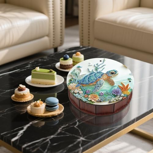DIY Diamond Painting Fruit Bowl Storage Box, Turtle Decorated Tray Diamond Painting Craft Set, for organising Desk Items, a Versatile and Creative Handmade Gift - Image 7