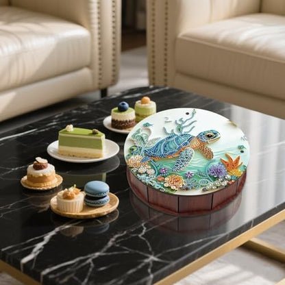 DIY Diamond Painting Fruit Bowl Storage Box, Turtle Decorated Tray Diamond Painting Craft Set, for organising Desk Items, a Versatile and Creative Handmade Gift - Image 7