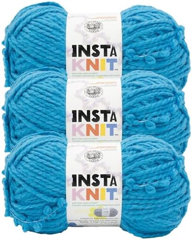 Lion Brand Yarn, InstaKnit Beginner Yarn, Never Blue Over You, 3 Pack by LionBrandYarn