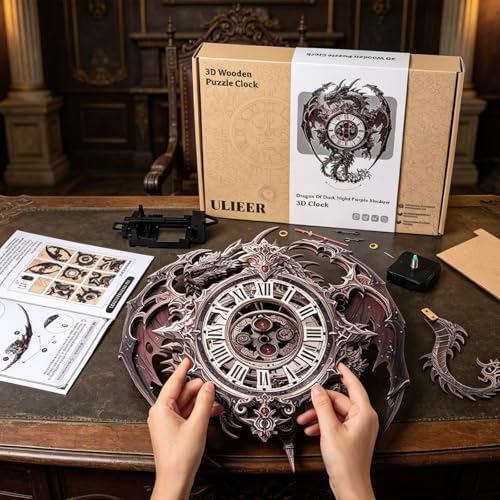 3D Puzzles for Adults Dragon Clock Crafts for Adults Wall Clock - Image 4