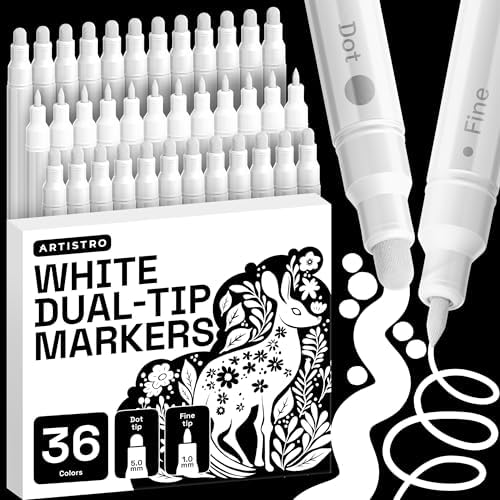 ARTISTRO White Dual-Tip Acrylic Paint Marker Pens - Set of 36 by ARTISTRO