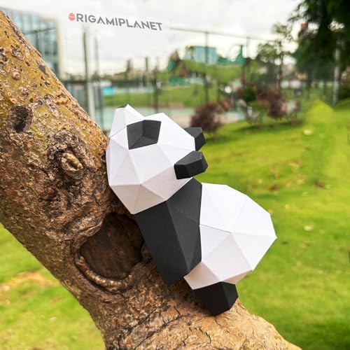 3D Panda Papa Origami Paper Craft Kit, Fun DIY Pre-Cut 3D Paper Art Model for Teens & Adults, Easy Handmade Animal Figurine Sculpture Gift Set for Bookshelf Decoration - Image 3