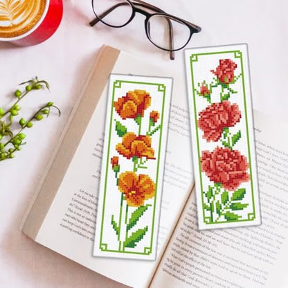 ORIGACH 6 Set Floral Magnolia Rose Cross Stitch Bookmark Kit for Beginner - Image 5