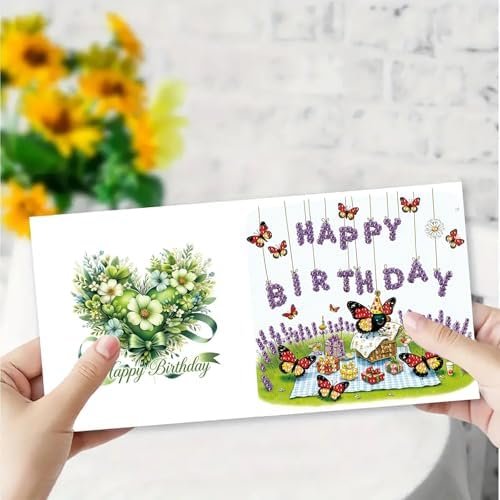 6Pcs Greeting Card DIY Diamond Art Painting Greeting Cards Special Shaped Holiday Blessing Folding Card Kit with Envelopes Arts Crafts for Birthday Festival-Insect - Image 3