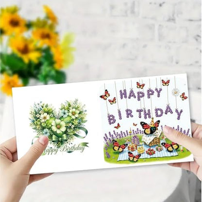 6Pcs Greeting Card DIY Diamond Art Painting Greeting Cards Special Shaped Holiday Blessing Folding Card Kit with Envelopes Arts Crafts for Birthday Festival-Insect - Image 3