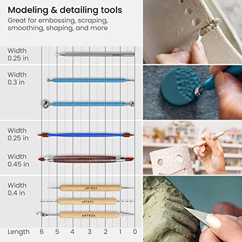 ARTEZA Pottery and Sculpting Tools, 22-Piece Set for Modeling and Carving - Image 4