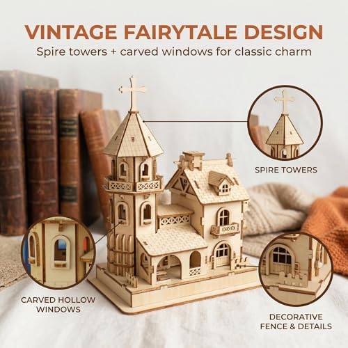 3D Wooden Puzzle Kit, DIY Architectural Wooden Building Model, Mechanical Castle House Model, Creative Craft Decoration for Home, for Adults and Teens - Image 4