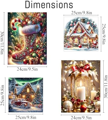 4 pack Christmas Paint by Numbers Kit for Adults Beginner with framed - Image 3