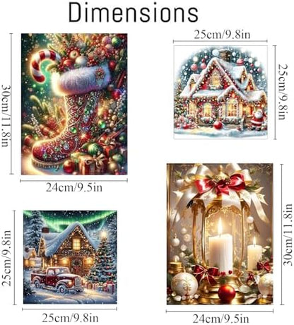 4 pack Christmas Paint by Numbers Kit for Adults Beginner with framed - Image 3