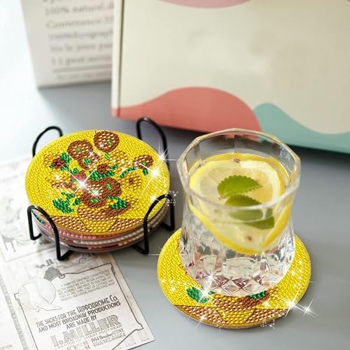 EWJRNSF 6 PCS Landscape Diamond Art Coasters Kit with Holder for Adults - Image 6