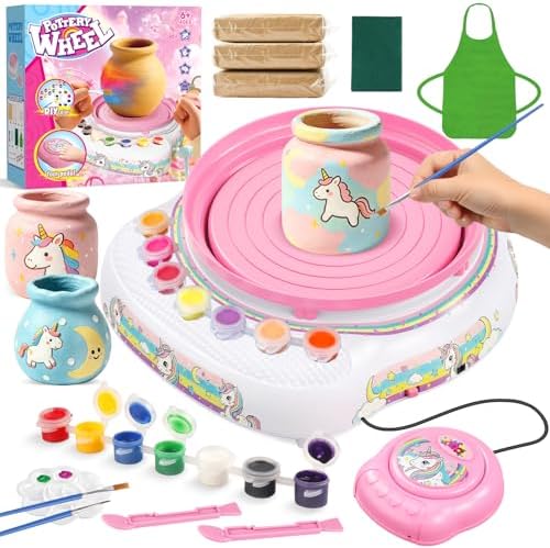 Weilim Pottery Wheel for Kids Beginners, Air-Dry Clay & Paint Kit Ages 6-12 by Weilim