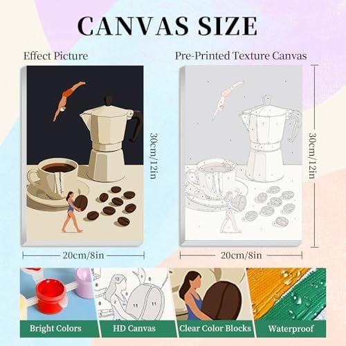 Camocin 4 Pack Framed Paint by Numbers Kit for Adults with Wooden Easel - Image 3