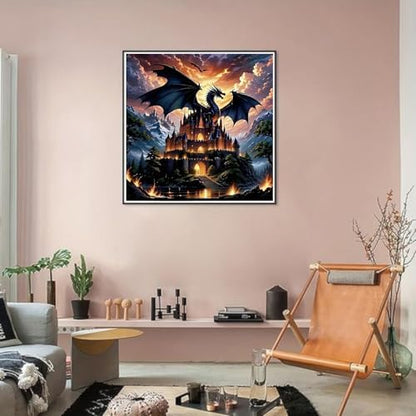 Dragon Stamped Cross Stitch Kits for Beginners Adults, Castle Dimensions Needlepoint Art Crafts,Counted Cross Stitch Kits Embroidery Kits for Beginners Adults for Home Decor 13.8X13.8inch - Image 4