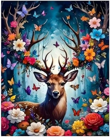 Reivworl Deer Paint by Numbers Kit for Adults Beginner 16×20 inch by Reivworl