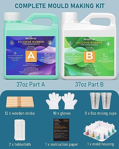 Nicpro 74oz Silicone Mold Making Kit 20A, Platinum Liquid Silicones Rubber - Image 2