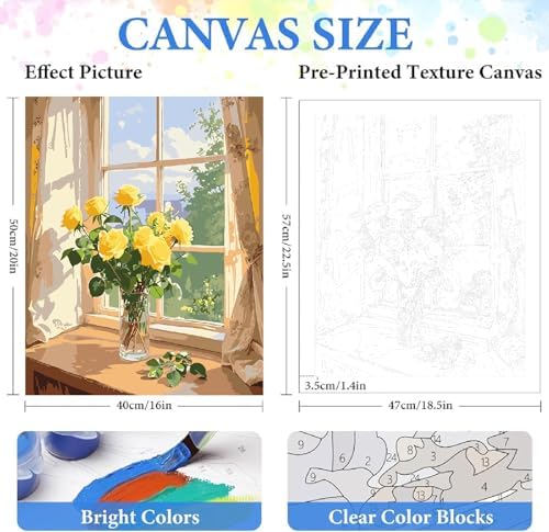 ZRIZQ Paint by Numbers Kit for Adults Beginner,Flower Landscape,16x20 - Image 2