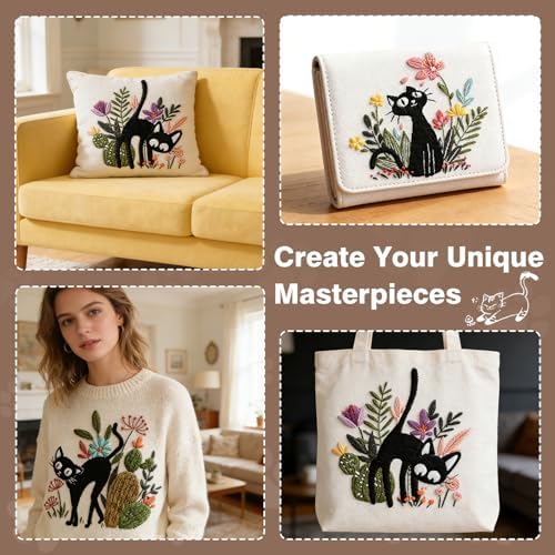 3 Pack Cat Embroidery Kits for Beginners Adults, Starter Cross Stitch Kit - Image 6
