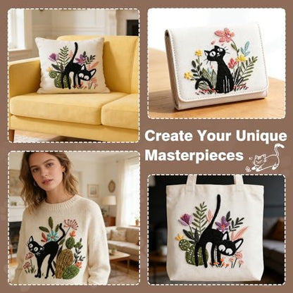 3 Pack Cat Embroidery Kits for Beginners Adults, Starter Cross Stitch Kit - Image 6