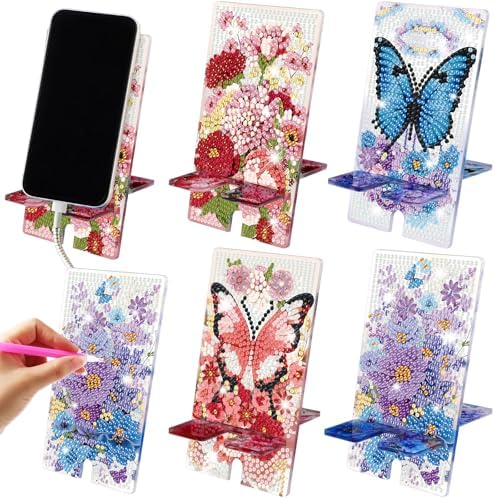 Saillong 4 Pcs Summer Flora Diamond Painting Phone Stand Full Drill Art by Saillong