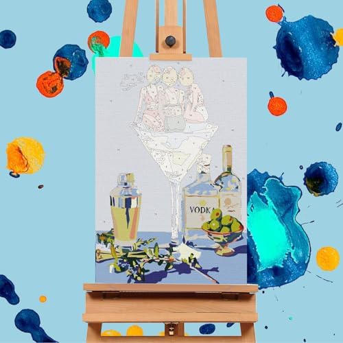 Offito 6 Pack Paint by Numbers Kit for Adults, Funny Cocktail, 8x12 Inch - Image 4