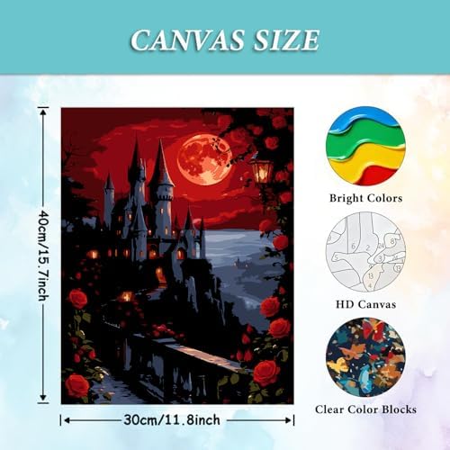 AIBOERL Paint by Numbers Kit for Adults Beginner, Halloween Castle, 12X16In - Image 2