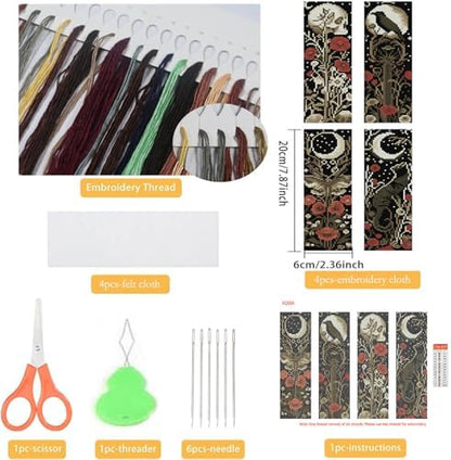 NEGEKFKX 4 Pcs Flower Cross Stitch Bookmark Kit for Adult Beginners - Image 2