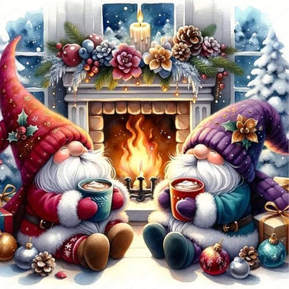 Eiazuiks Christmas Stamping Cross Stitch Kit, Gnomes Christmas Counting Cross Stitch Kit for Adult Beginners, Full Line DIY Stitching Kit for Home Decor Cross Stitch Patterns 14x14 inches by Eiazuiks