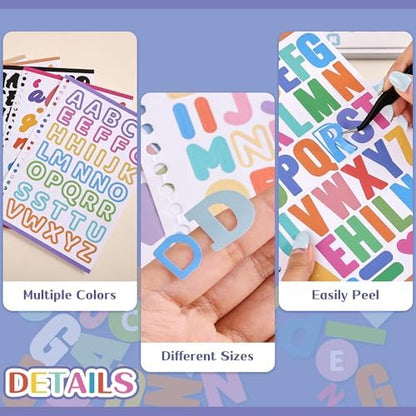 1700+ Pcs Alphabet Stickers, 30 Sheets Self-Adhesive Mixed-Size Mini Letter Colorful Alphabet Number Sticker for Labels DIY Crafts Art Making, Decals for Sign, Notebook, Classroom, Door, Card Decor - Image 3