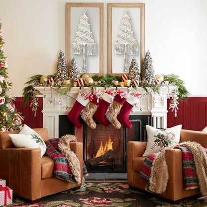 Christmas Tree Macrame Wall Hanging Decor 9.84 × 22.8inch Xmas Tree Shape Boho Tapestry with Rustic Bead and Star Tree Topper Hand-Woven Crafts for Holiday Winter Decoration (Beige) - Image 5