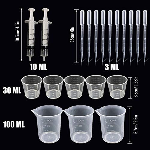 Woohome 66 PCS Epoxy Resin Tools Kit, Silicone Mold Tool Included Measuring Cup, Silicone Mixing Cups, Tweezers with Mixing Sticks, Dropping Pipette, Finger Cots, Sanding Strip for Jewelry DIY - Image 3
