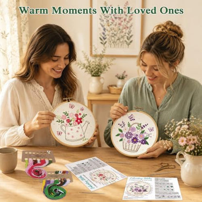 Louise Maelys 3 Set Flower Embroidery Kit for Beginners, Gift for Lovers - Image 2