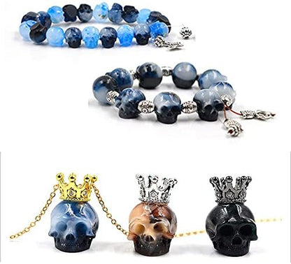 Woohome Beads Resin Moulds Set, 2 PCS Skull Resin Casting Mould Epoxy Resin Moulds with String, Bracelet Accessories for Bracelet, Gemstone Jewelry Casting - Image 7