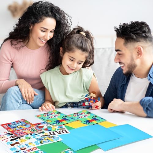 Fullhawl 48 Set Father's Day Card Making Kit with Stickers and Envelopes - Image 5