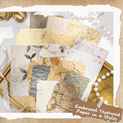 168 Pcs Textured Scrapbook Paper Supplies Vintage Embossed Rice Paper - Image 6