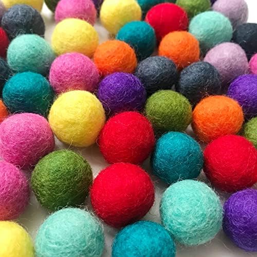 levylisa 50pcs Wool Felt Balls 2cm – 0.8 Inch Felt Pom Pom Balls Garland Craft Supplies Wool Beads, 10 Colors by levylisa