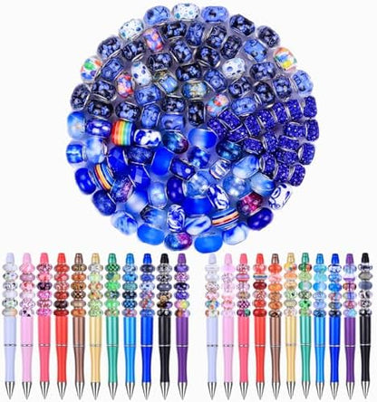 Aipridy Large Hole European Beads, Craft Supplies Kit，Assorted Mixed Color Lampwork Spacer Beads for DIY Bracelet Jewelry Making (100, Sapphire) by AIPRIDY