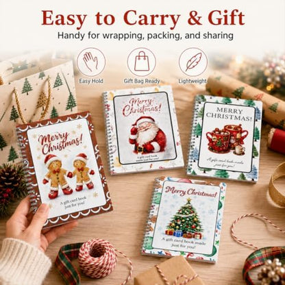 4PCS Christmas Gift Card Book, 5x7 Holiday Gift Booklet, DIY Spiral-Bound Merry Christmas College Survival Kit, 10-Page Surprise Greeting Card Book for Cards Cash, Students Graduation Gift (E#) - Image 3