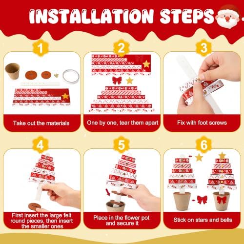 30 Sets Christmas Tree Pot Craft Kit, Standing Paper Xmas Tree DIY Bulk - Image 3