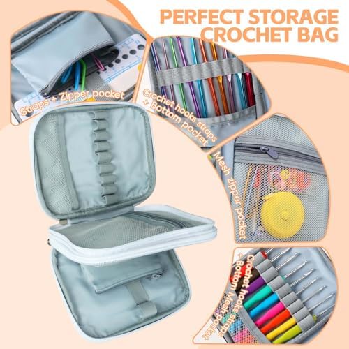 HATINXIA Crochet Hooks, 85pcs Crochet Hook Set with Storage Case, Yarn Crochet Kit for Beginners, Ergonomic Crochect Needles DIY Knitting Accessories Tools for Experienced Crochet Lovers, C2 Cat - Image 3