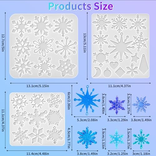 Snowflake Earring Mold, in Pairs Christmas Earring Molds with Hole - Image 5