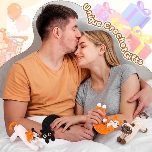 Crochet Kit for Beginners - 4 PCs Cat Crochet Kits with Step-by-Step Video Tutorials, Beginner Crochet Kit for Adults Kids, Learn to Crochet Animal Kit, Creative Crochet Gift for Cat Lovers - Image 7