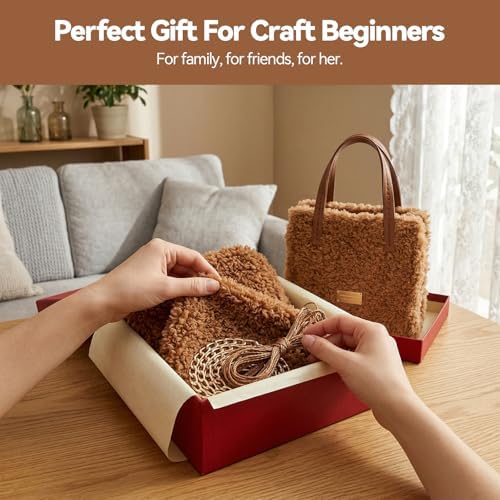 tripforfree DIY Knitting & Crochet Handbags Kit, Mesh Plastic Canvas Kit for Shoulder Bags, Crossbody Bags, Embroidery Projects, Linen - White (Pink) - Image 6