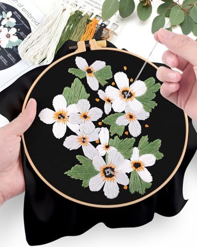 ERKOON Embroidery Kit for Beginners, Flower Cross Stitch Set Include Embroidery Cloth Hoops Threads for Craft Lover Hand Stitch with Embroidery Skill Techniques (Wildflowers) - Image 4