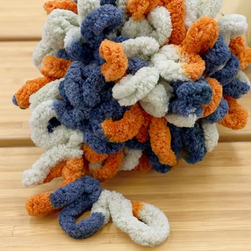JubileeYarn Fun Finger Loops Yarn - Orange Navy Tan - 5 Skeins - Image 3