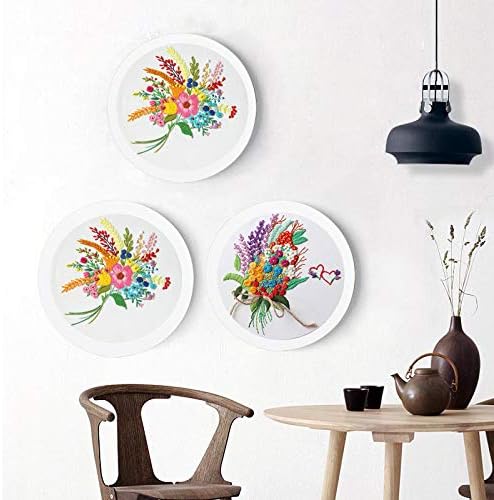 Konrisa Stamped Embroidery Kit with Pattern Floral DIY Sewing Cross Stitch Kits for Adult Flowers Plants Embroidery Starter Kit with Embroidery Floss,Hoops,Color Thread,Needle,Instruction,Set of 2 - Image 5