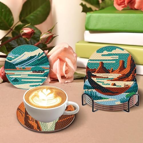 DOTZSO 8 PCS Diamond Art Coasters Small Diamond Painting Kits for Adults - Image 4