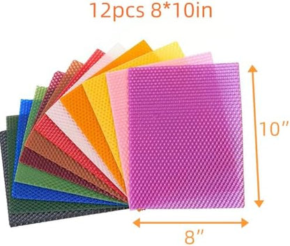 Phinicco 12 Colors 8" X 10" Beeswax Sheets for Rolling Candle Beeswax Sheets for Candle Rolling Kit Candle Making Kit 12 pcs Multicolored - Image 3