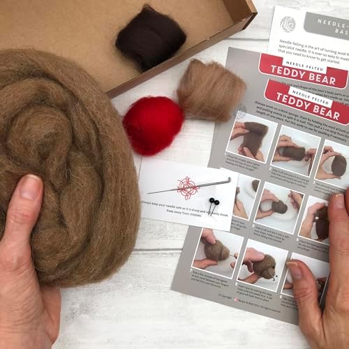 Bergin & Bath Needle Felting Kit, Teddy. Make a Sweet Little Teddy Bear with This Craft kit for Adults and Teens. - Image 4