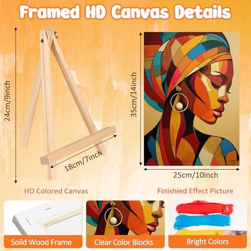 MAXBYE Framed Paint by Numbers Kit for Adults, Black Woman Canvas Painting by Number with Wooden Easel, DIY Acrylic Craft Art Kits with Tools for Beginners Gift Home Wall Decor 10×14 in - Image 3